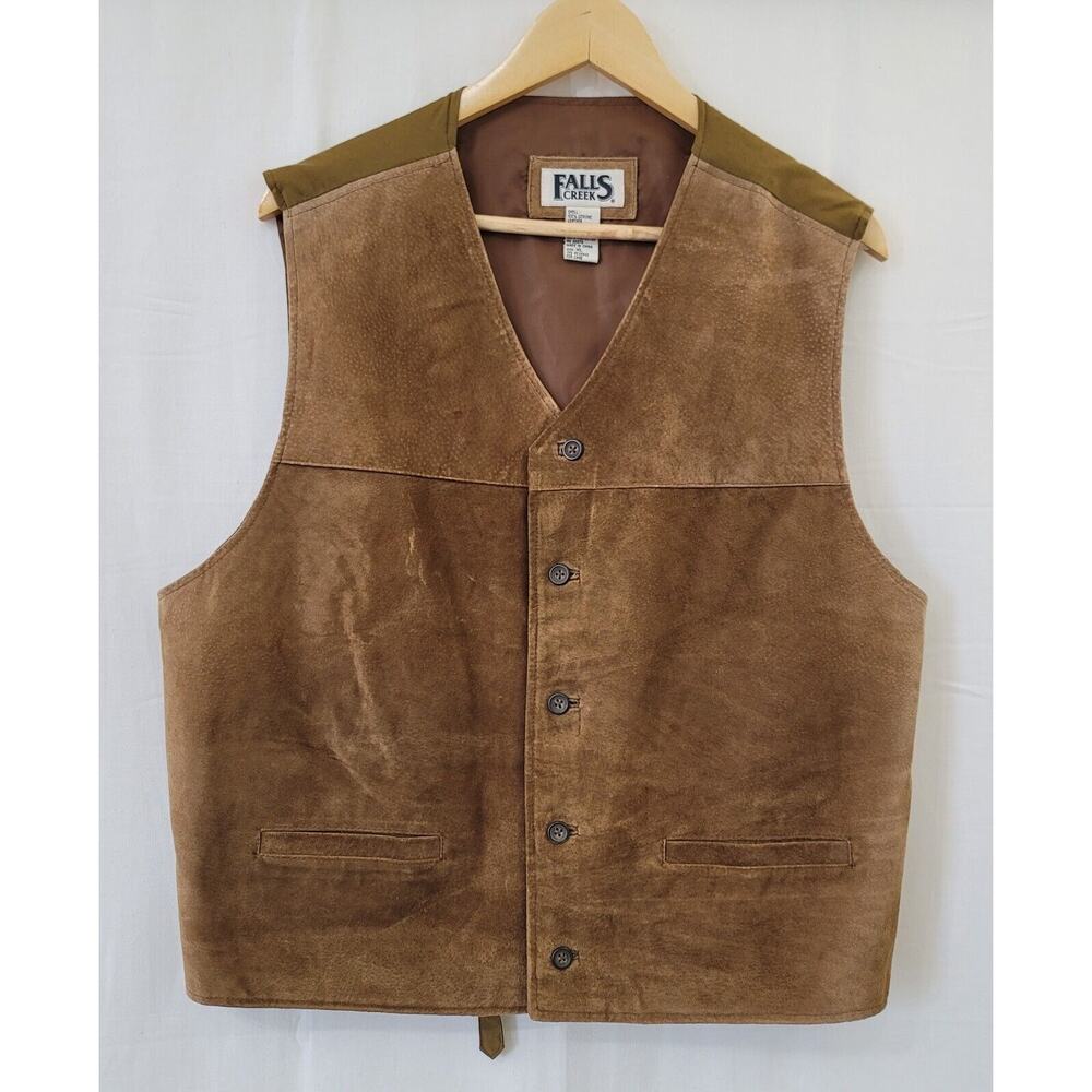 Falls Creek Leather Vest Womens (Unisex?) Size XL Rodeo Western Cowgirl